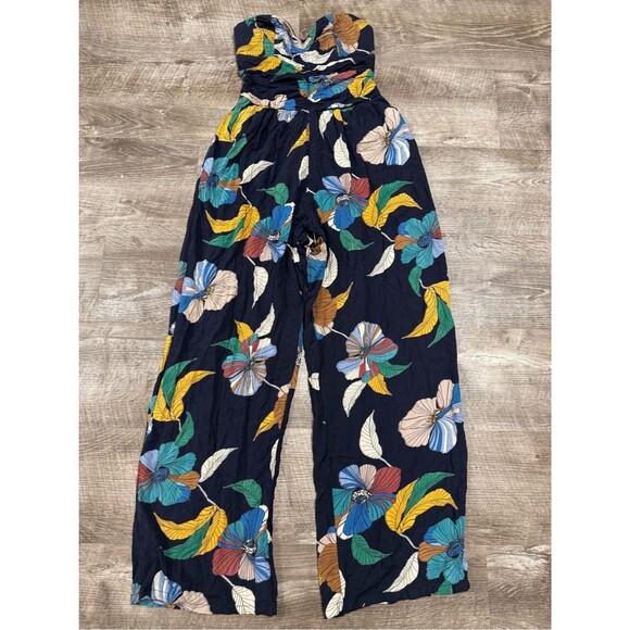 Bog Collective Pants - BOG Collective Floral Pattern Smocked Sleeveless Jumpsuit Size Small